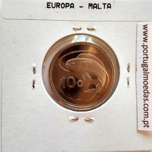 Malta 10 Cents 1986 Cupro-niquel Proof, World Coins Malta KM 76, Coin of 10 Cents 1986 Copper-nickel proof