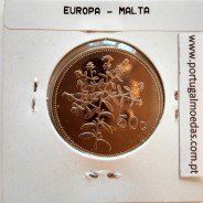Malta 50 Cents 1986 Cupro-niquel proof, World Coins Malta KM 81, Coin of 50 Cents 1986 Copper-nickel proof