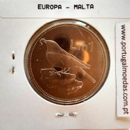Malta 1 Lira 1986 Níquel Proof, World Coins Malta KM 82, Coin of 1Lira 1986 Nickel proof