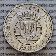 1 Rupia 1952 Cuproníquel Estado da Índia Portuguesa, Ex-Colónia, (MBC+), World Coins India Portuguese KM 29