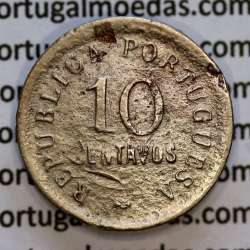 10 Centavos 1921 Cuproníquel Angola, "$10" Dez centavos 1921 Angola, (REG), Ex-Colónia Portuguesa, World Coins Angola KM 63
