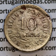 10 Centavos 1921 Cuproníquel Angola, "$10" Dez centavos 1921 Angola, (REG), Ex-Colónia Portuguesa, World Coins Angola KM 63
