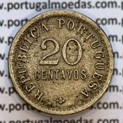 20 Centavos 1922 Cuproníquel de Angola, $20 vinte centavos 1922, (BC), Ex-Colónia Angola, World Coins Angola KM 64