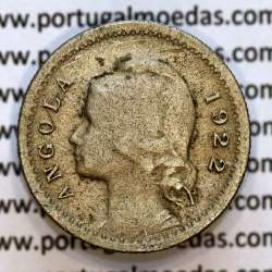 20 Centavos 1922 Cuproníquel de Angola, $20 vinte centavos 1922, (BC), Ex-Colónia Angola, World Coins Angola KM 64