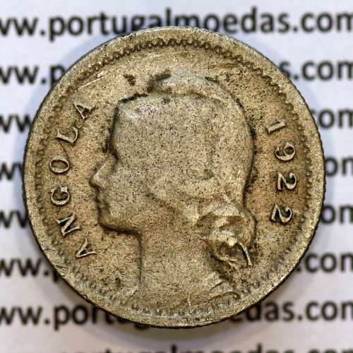 20 Centavos 1922 Cuproníquel de Angola, $20 vinte centavos 1922, (BC), Ex-Colónia Angola, World Coins Angola KM 64