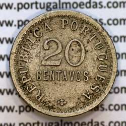 20 Centavos 1922 Cuproníquel de Angola, $20 vinte centavos 1922, (BC), Ex-Colónia Angola, World Coins Angola KM 64