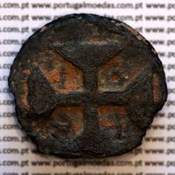 20 Bazarucos Tutenaga 1801 D. Maria I, Índia, vinte Bazarucos 1801 da India Portuguesa, World Coins India Portuguese KM 47