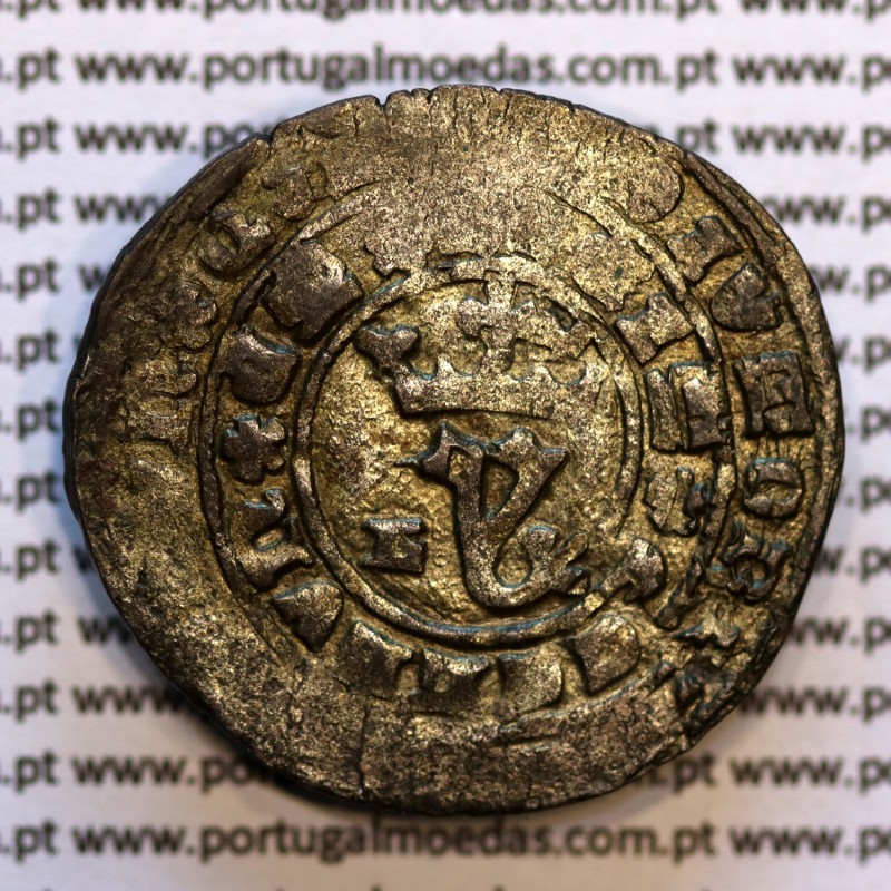 Portugal, billon coin of Real Branco of D. João I (1385-1433), "L" Lisboa, Legend ✚ADIVTORIVm✿nOSTRVm✿QVI /✿F€CIT✿C€LLVm✿€T✿