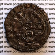 Real Branco bolhão D. João I (1385-1433), L, ponto sobre coroa e nos pedúnculos, legenda: ✠ADIVTORIVm✿nOSTRVm✿QV✿F€€CIT✿C€€LLV✿€