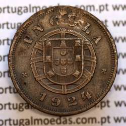 Angola 5 Centavos 1924 Bronze,"$05" cinco centavos 1924 Angola, (MBC-), Ex-Colónia Portuguesa, World Coins Angola KM 62