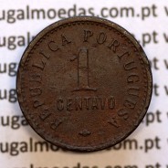 Angola coin 1 Centavo 1921 Bronze, $01 centavo Bronze 1921 from Angola Former Portuguese Colony, (VF-) World Coins Angola KM 60