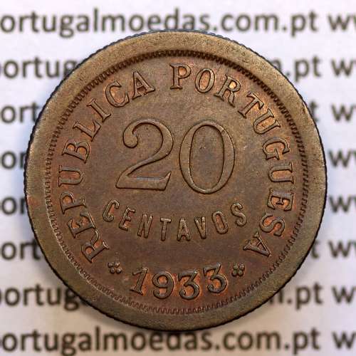 20 Centavos 1933 Bronze Guiné, $20 centavos 1933 Ex-colónia Portuguesa Guiné, (Bela), World Coins Guinea Portuguese KM 3