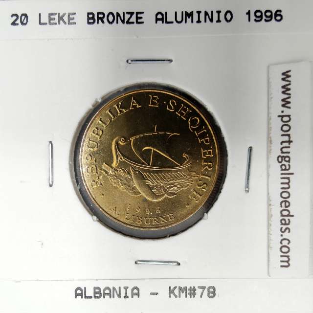 Albânia 20 Leke 1996 Bronze - Aluminío, World Coins Albania KM 78