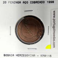 Bósnia e Herzegovina 20 Feninga 1998 Aço-Cobreado, World Coins Bosnia and Herzegovina KM 116