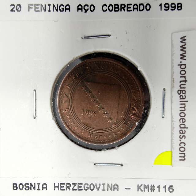 coin 20 Feninga 1998 Copper plated steel of the Bosnia and Herzegovina, World Coins Bosnia and Herzegovina KM 116