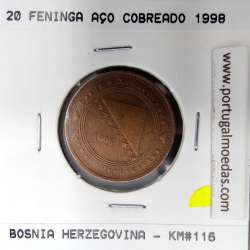 coin 20 Feninga 1998 Copper plated steel of the Bosnia and Herzegovina, World Coins Bosnia and Herzegovina KM 116