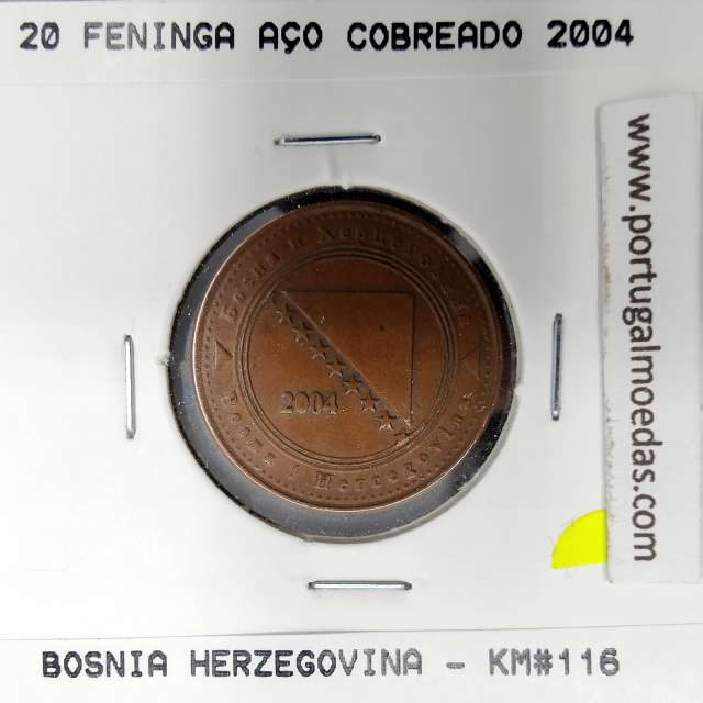 Bósnia e Herzegovina 20 Feninga 2004 Aço-Cobreado, World Coins Bosnia and Herzegovina KM 116
