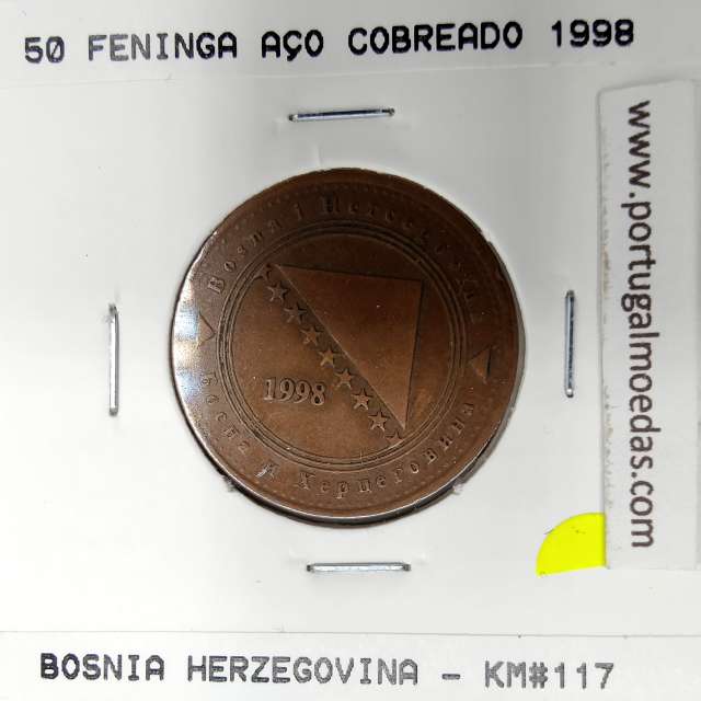 Bósnia e Herzegovina 50 Feninga 1998 Aço-Cobreado, World Coins Bosnia and Herzegovina KM 117