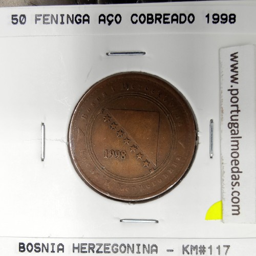 Bósnia e Herzegovina 50 Feninga 1998 Aço-Cobreado, World Coins Bosnia and Herzegovina KM 117