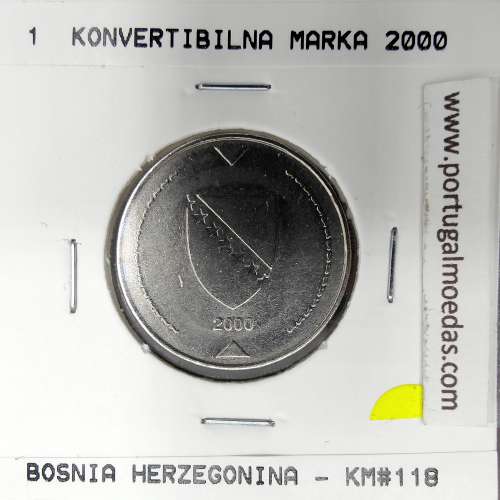 Bósnia e Herzegovina 1 konvertibilna Marka 2000 Aço-Cobreado, World Coins Bosnia and Herzegovina KM 118