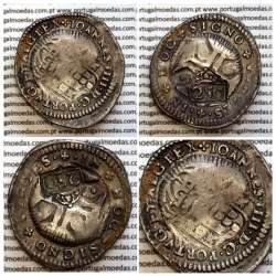 D. Pedro II New Orla on Half Cruzado silver D. João IV, (border type II) variant legend (1) Obverse and (2) on the reverse