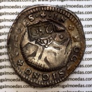 D. Pedro II New Orla on Half Cruzado silver D. João IV, (border type II) variant legend (1) Obverse and (2) on the reverse
