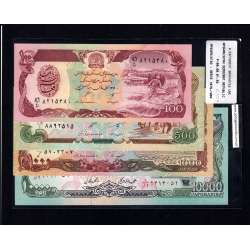 AFGHANISTAN - BATCH OF 4 DIFFERENT BANKNOTES - SERIES 1979-1993 (NOT CIRCULATED)