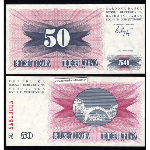 Bosnia and Herzegovina - Banknote 50 Dinara 1992 (Uncirculated) - Pick 12