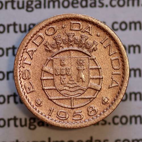 10 centavos 1958 bronze Estado da India Portuguesa, $10 centavos 1958 Índia, (MBC), World Coins India Portuguese KM 30