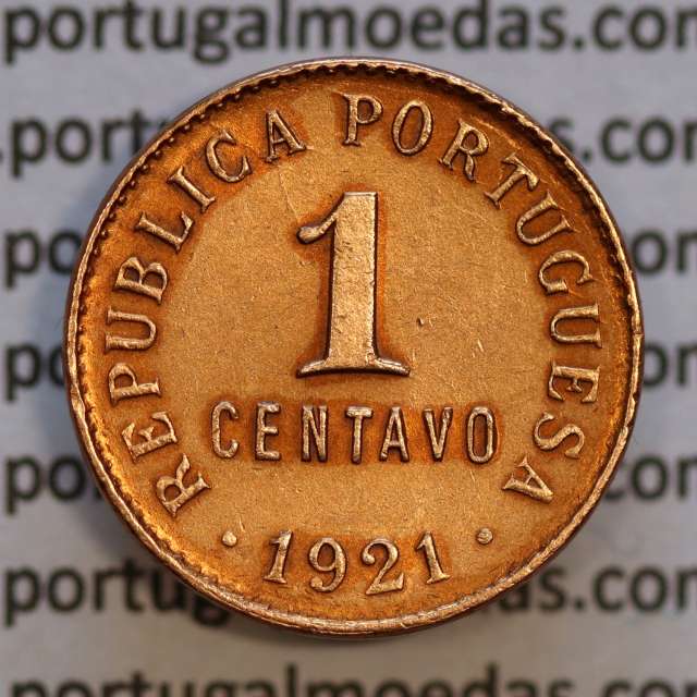 1 centavo 1921 Bronze, $01 centavo 1921, (Bela), World Coins Portugal KM 565