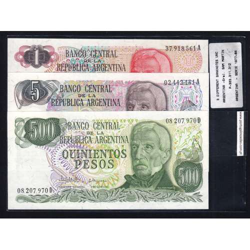 Argentina - Lot of 3 Different Banknotes-Series 1977-1984 (Not circulated)