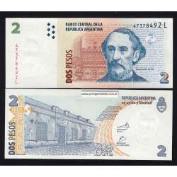 Argentina - Nota de 2 Pesos 2010-2014 (Não circulada) - Serie L - Pick 352 Argentina - Nota de 2 Pesos 2010-2014 (Não circulada) - Serie L - Pick 352