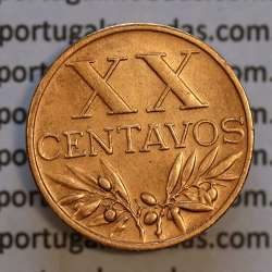 Portuguese coin of XX centavos 1958 Bronze, 20 centavos 1958 Portuguese Republic, (Bela), World Coins Portugal KM 584