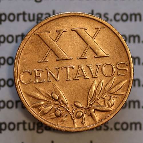 Portuguese coin of XX centavos 1958 Bronze, 20 centavos 1958 Portuguese Republic, (Bela), World Coins Portugal KM 584