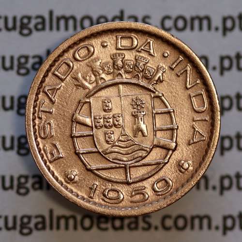 India Portuguese Colony 10 centavos 1959 bronze, $10 centavos 1959 Índia, (SOB), World Coins India Portuguese KM 30