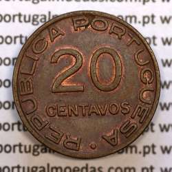 Mozambique, Copper coin of 20 Centavos 1936 of Former Portuguese Colony of Mozambique, (XF+), World Coins Mozambique KM 64