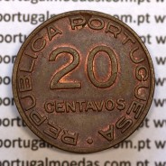 Moçambique, 20 centavos 1936 cobre da Ex-Colónia Portuguesa de Moçambique, (Bela-), World Coins Mozambique KM 64