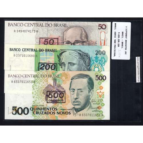 Brazil - Lot Of 3 Different Notes-Series 1990 (Not Circulated)