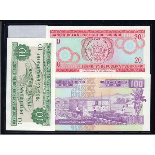Burundi - Lot of 3 Different Notes-Series 2007 (Not Circulated)