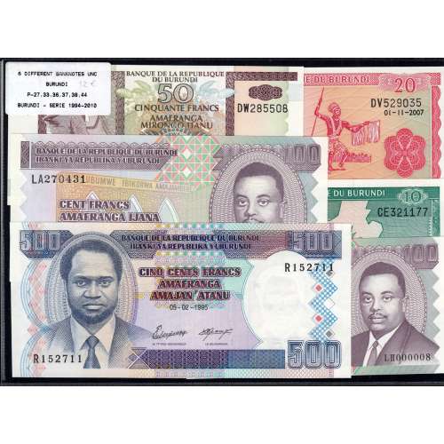 Burundi - Lot of 6 Different Notes-Series 1994-2010 (Not Circulated)