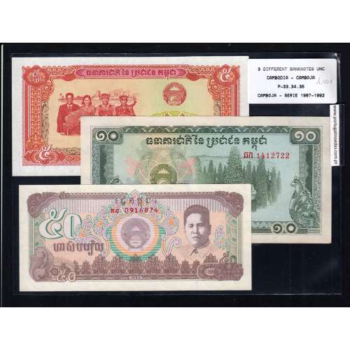 Cambodia - Lot of 3 Different Notes - Series 1987-1992 (Uncirculated)