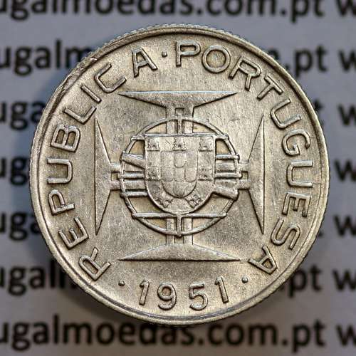 50 Avos 1951 Prata de Timor, Ex-colónia Portuguesa, (MBC), World Coins Timor KM 7