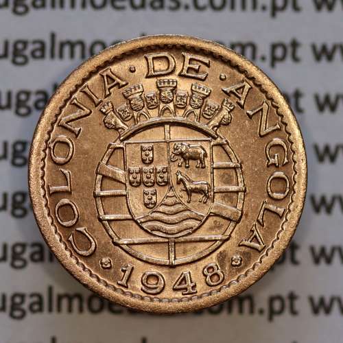 Angola 20 Centavos 1948 Bronze, "$20" vinte centavos 1948 Angola, (Bela/Soberba), Ex-Colónia portuguesa, World Coins Angola KM71