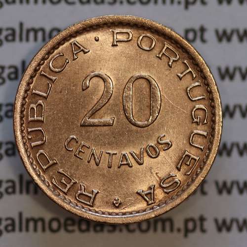 Angola, coin 20 Centavos 1948 Bronze, "$20" centavos 1948 Angola, (XF/UNC), Former Colony portuguese, World Coins Angola KM 71
