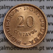Angola, coin 20 Centavos 1948 Bronze, "$20" centavos 1948 Angola, (XF/UNC), Former Colony portuguese, World Coins Angola KM 71