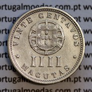 coin 4 Macutas 1928 alpaca of Angola, 20 centavos 1928 of Angola, (MBC+), Former Angola Colony, World Coins Angola KM 68