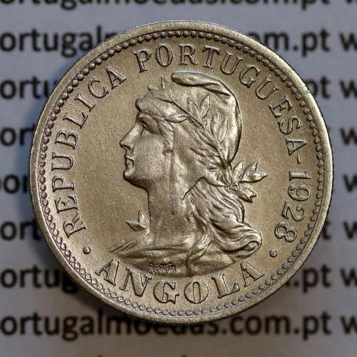 Angola 4 Macutas 1928 em alpaca, 20 centavos 1928 Angola, (MBC+), Ex- Colónia Angola, World Coins Angola KM 68