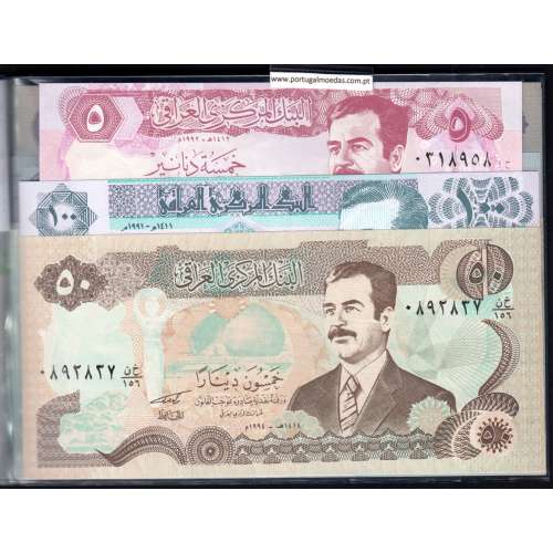 Iraque- Lote de 8 Notas Diferentes-Serie 1990-2002(Não circuladas)