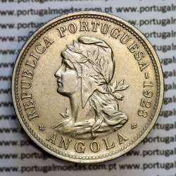 Angola coin 50 centavos 1928 in alpaca, 50 centavos 1928 Angola, (MBC+/Bela-), Former Colony Angola, World Coins Angola KM 69