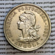 Angola 50 centavos 1928 em alpaca,"$50" centavos 1928 Angola, (MBC+/Bela-), Ex- Colónia Angola, World Coins Angola KM 69